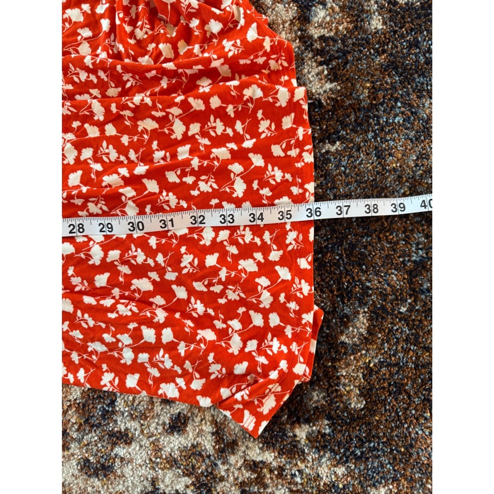 Amazon‎ Essentials Womens Orange Floral V-Neck Empire Waist Dress Size M NEW - Picture 12 of 12